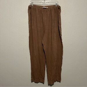 Hot Cotton By Mark Ware Lagenlook Boho Brown Wide Leg Pull On Linen Pants XL